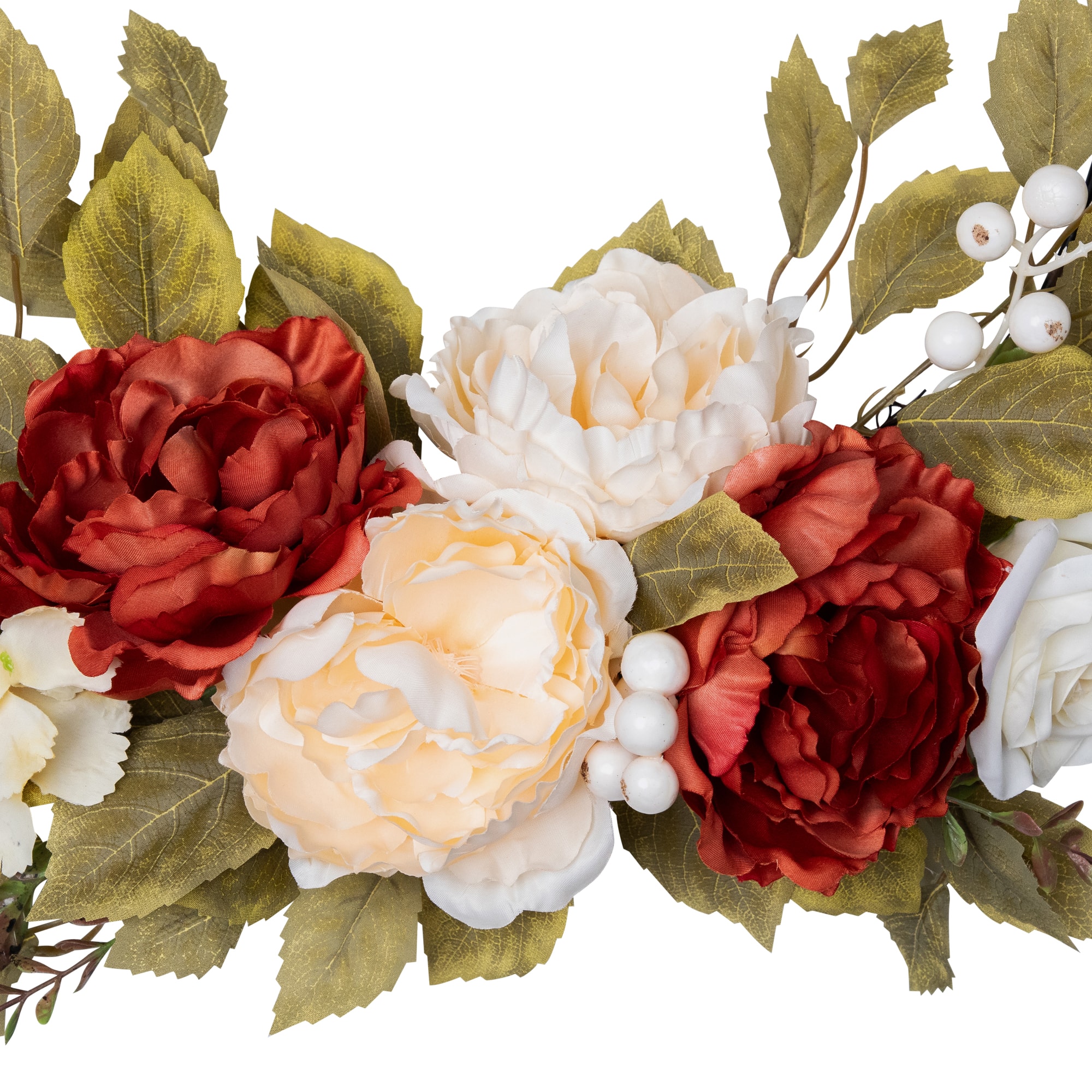 21" Autumn Harvest Artificial Floral Half Wreath with Fall Foliage